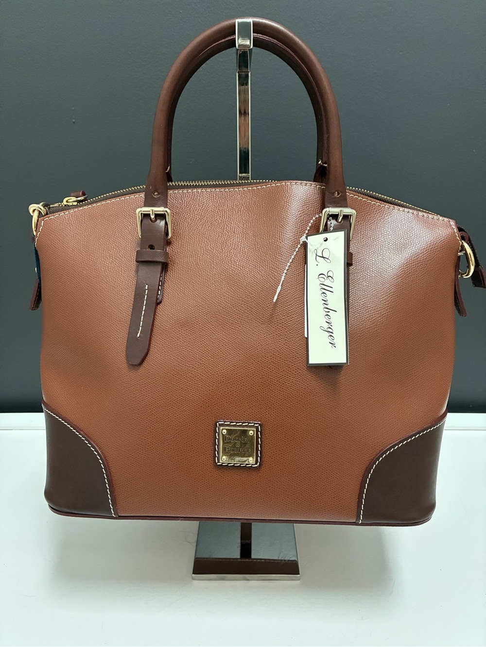 Dooney & Bourke NWT Two-Tone Brown Leather Dome Satchel